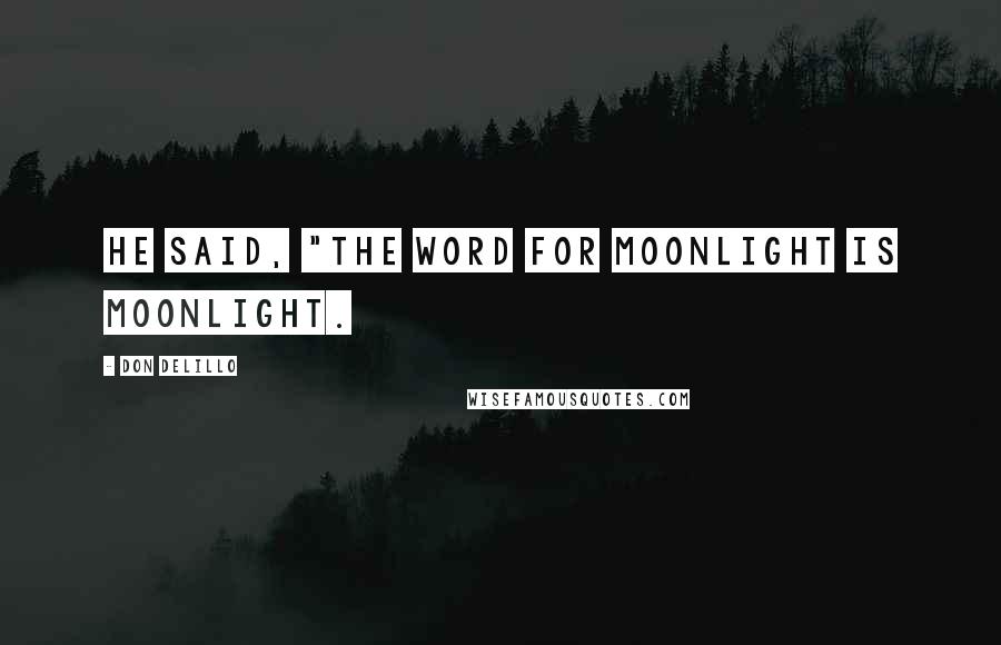 Don DeLillo Quotes: He said, "The word for moonlight is moonlight.