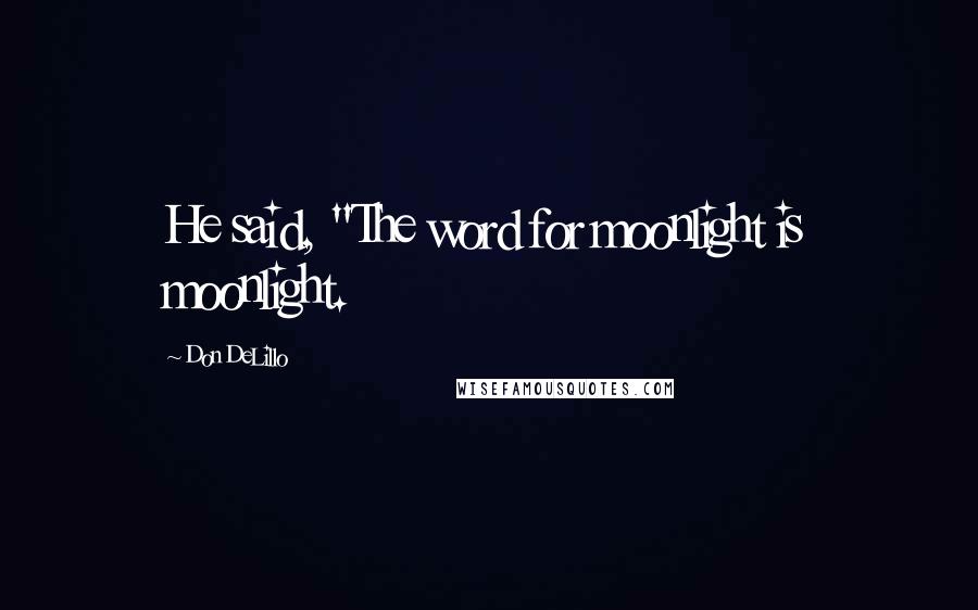 Don DeLillo Quotes: He said, "The word for moonlight is moonlight.