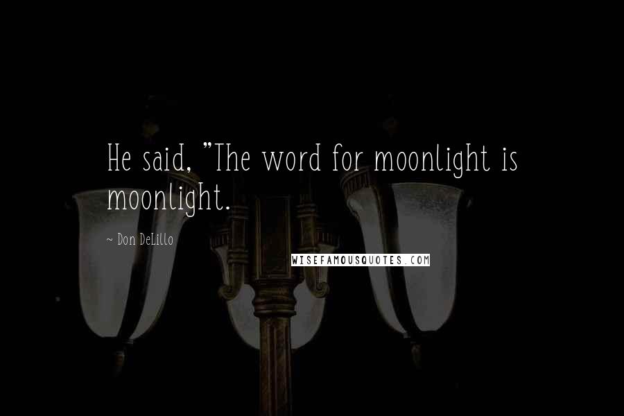 Don DeLillo Quotes: He said, "The word for moonlight is moonlight.