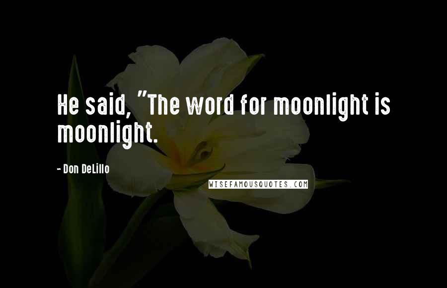 Don DeLillo Quotes: He said, "The word for moonlight is moonlight.