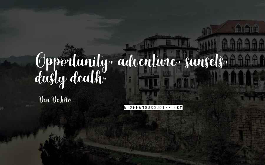 Don DeLillo Quotes: Opportunity, adventure, sunsets, dusty death.