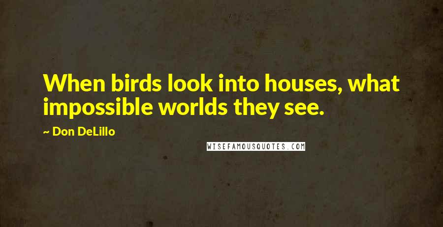 Don DeLillo Quotes: When birds look into houses, what impossible worlds they see.