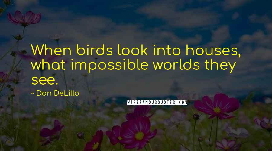 Don DeLillo Quotes: When birds look into houses, what impossible worlds they see.