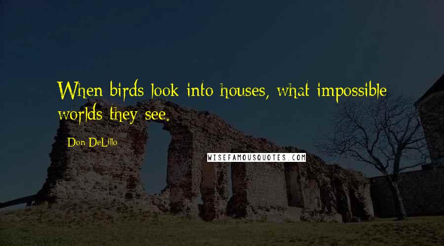 Don DeLillo Quotes: When birds look into houses, what impossible worlds they see.