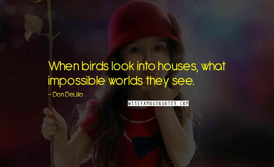 Don DeLillo Quotes: When birds look into houses, what impossible worlds they see.