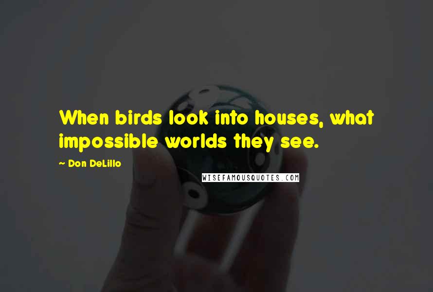 Don DeLillo Quotes: When birds look into houses, what impossible worlds they see.