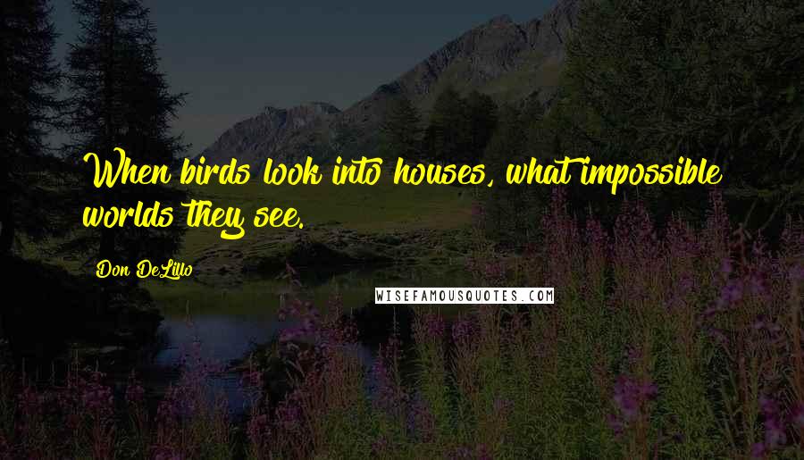 Don DeLillo Quotes: When birds look into houses, what impossible worlds they see.