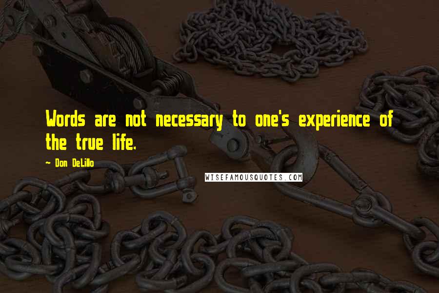 Don DeLillo Quotes: Words are not necessary to one's experience of the true life.