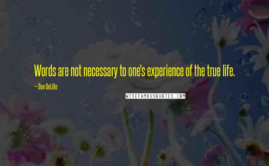 Don DeLillo Quotes: Words are not necessary to one's experience of the true life.