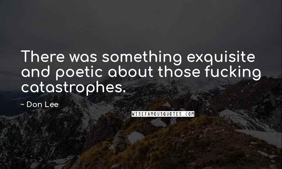 Don Lee Quotes: There was something exquisite and poetic about those fucking catastrophes.