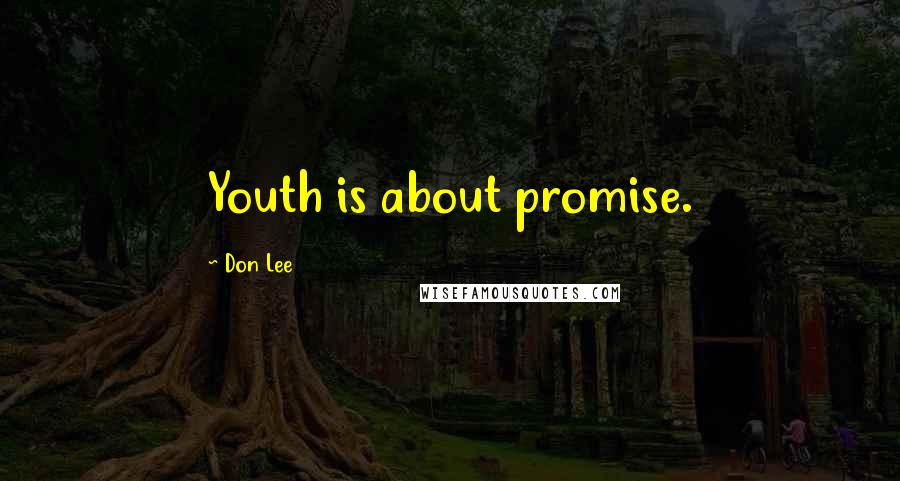Don Lee Quotes: Youth is about promise.