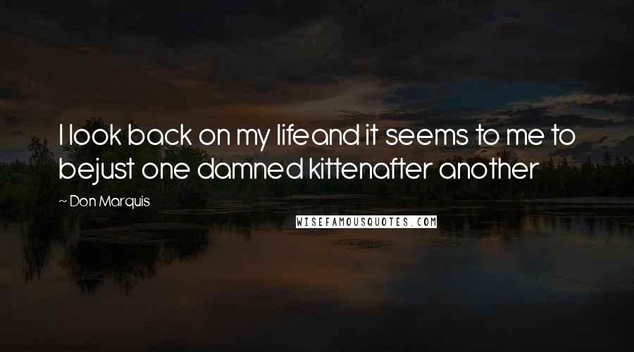 Don Marquis Quotes: I look back on my lifeand it seems to me to bejust one damned kittenafter another