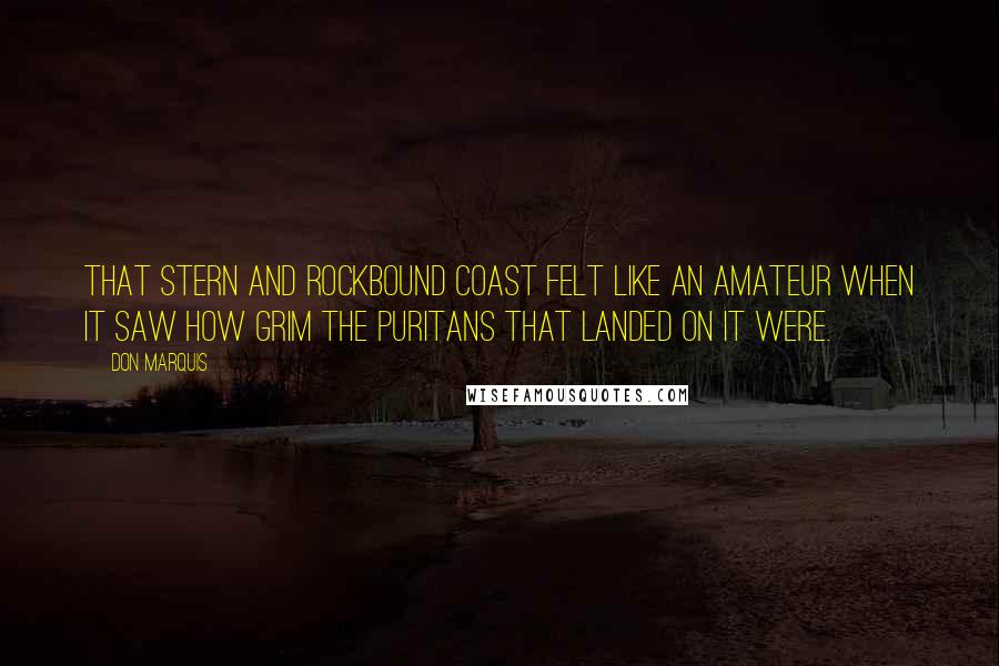 Don Marquis Quotes: That stern and rockbound coast felt like an amateur when it saw how grim the puritans that landed on it were.