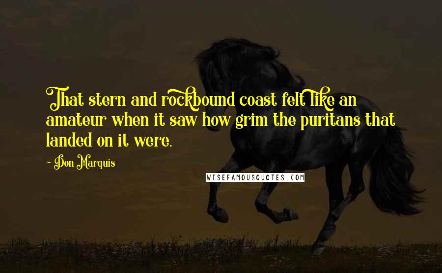 Don Marquis Quotes: That stern and rockbound coast felt like an amateur when it saw how grim the puritans that landed on it were.