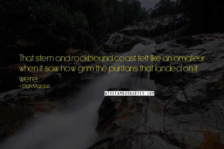 Don Marquis Quotes: That stern and rockbound coast felt like an amateur when it saw how grim the puritans that landed on it were.