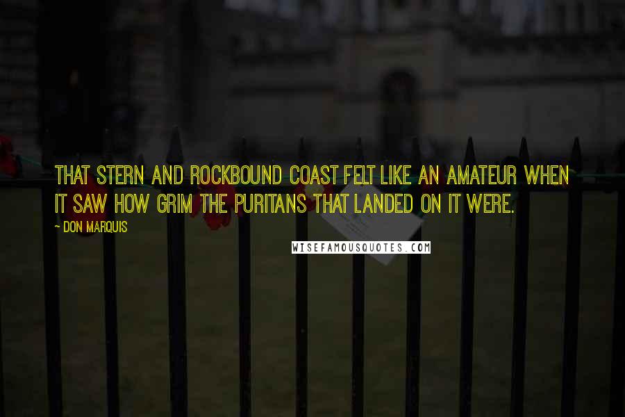 Don Marquis Quotes: That stern and rockbound coast felt like an amateur when it saw how grim the puritans that landed on it were.