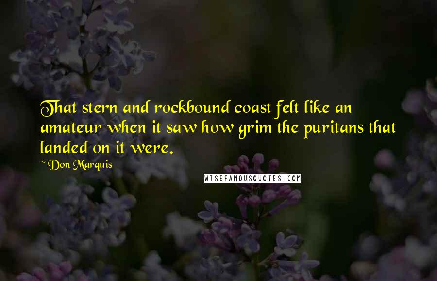 Don Marquis Quotes: That stern and rockbound coast felt like an amateur when it saw how grim the puritans that landed on it were.