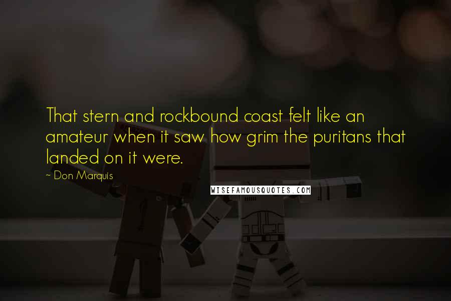 Don Marquis Quotes: That stern and rockbound coast felt like an amateur when it saw how grim the puritans that landed on it were.