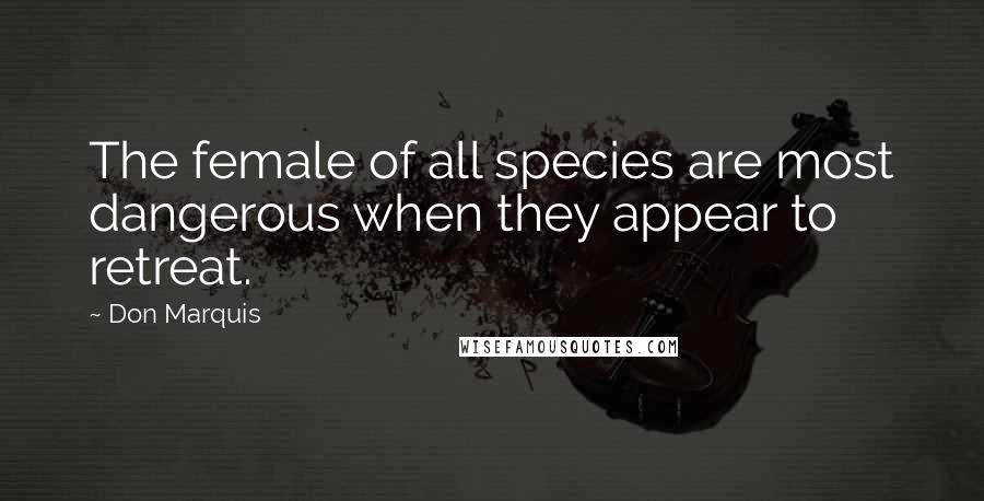 Don Marquis Quotes: The female of all species are most dangerous when they appear to retreat.