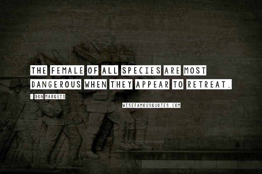 Don Marquis Quotes: The female of all species are most dangerous when they appear to retreat.