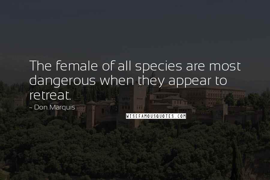 Don Marquis Quotes: The female of all species are most dangerous when they appear to retreat.
