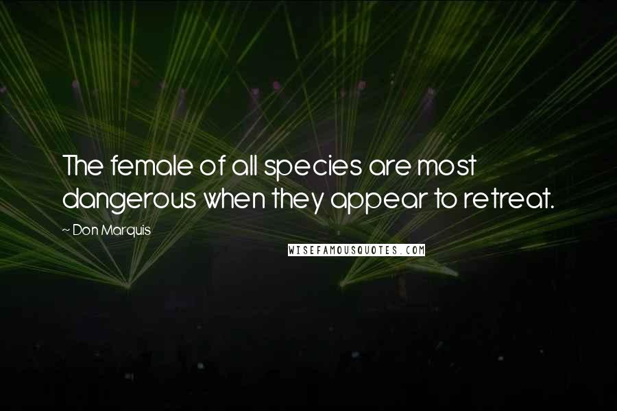Don Marquis Quotes: The female of all species are most dangerous when they appear to retreat.