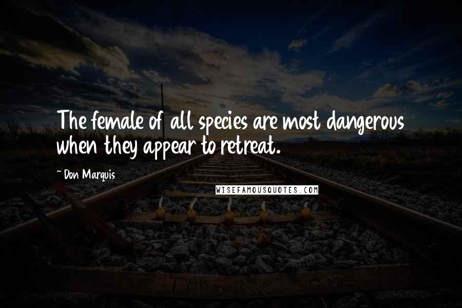 Don Marquis Quotes: The female of all species are most dangerous when they appear to retreat.
