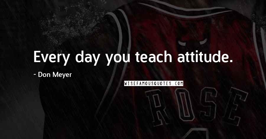 Don Meyer Quotes: Every day you teach attitude.