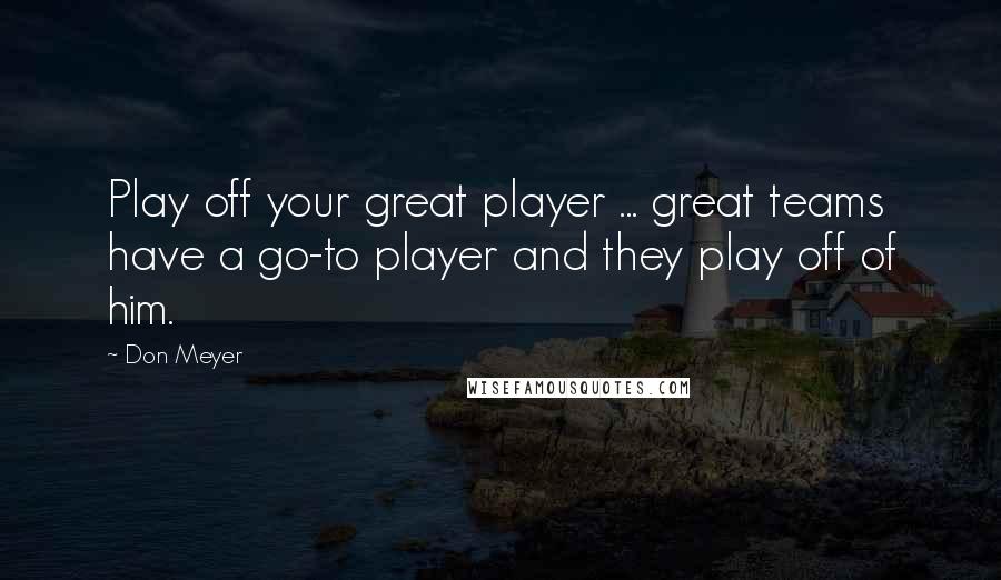 Don Meyer Quotes: Play off your great player ... great teams have a go-to player and they play off of him.