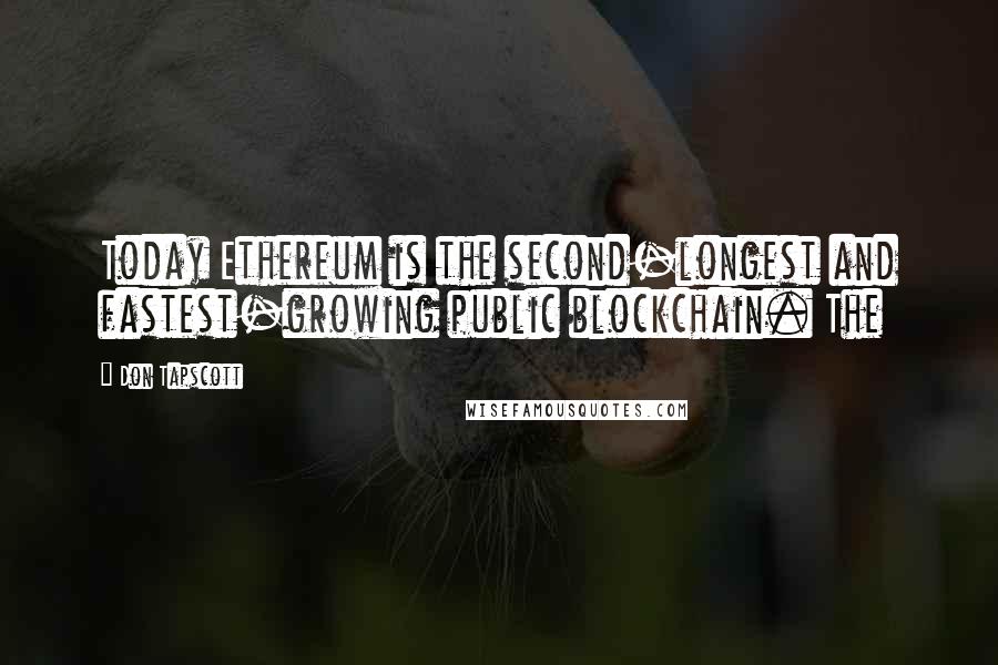 Don Tapscott Quotes: Today Ethereum is the second-longest and fastest-growing public blockchain. The