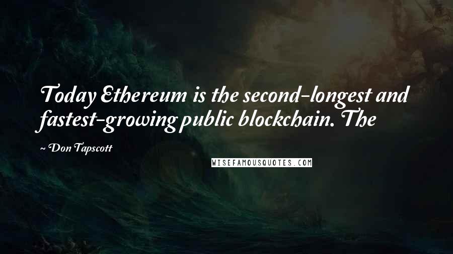 Don Tapscott Quotes: Today Ethereum is the second-longest and fastest-growing public blockchain. The