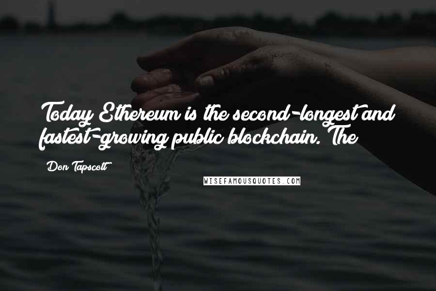 Don Tapscott Quotes: Today Ethereum is the second-longest and fastest-growing public blockchain. The