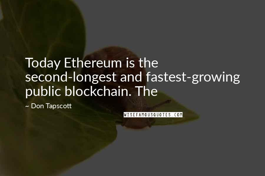 Don Tapscott Quotes: Today Ethereum is the second-longest and fastest-growing public blockchain. The