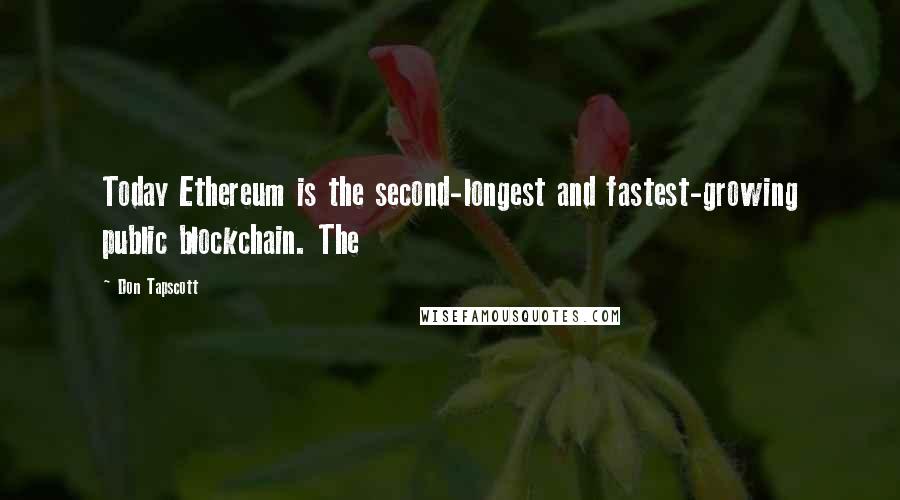 Don Tapscott Quotes: Today Ethereum is the second-longest and fastest-growing public blockchain. The