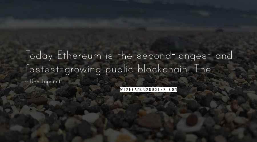 Don Tapscott Quotes: Today Ethereum is the second-longest and fastest-growing public blockchain. The