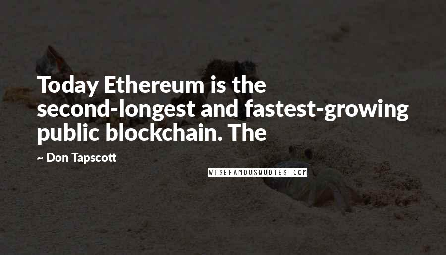 Don Tapscott Quotes: Today Ethereum is the second-longest and fastest-growing public blockchain. The