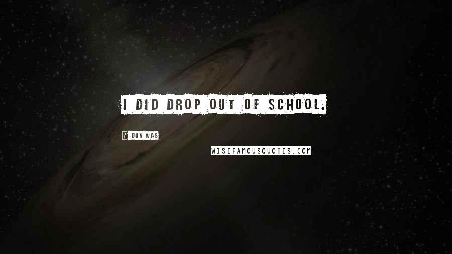 Don Was Quotes: I did drop out of school.