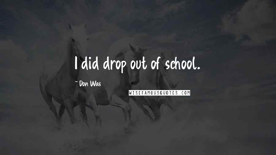 Don Was Quotes: I did drop out of school.