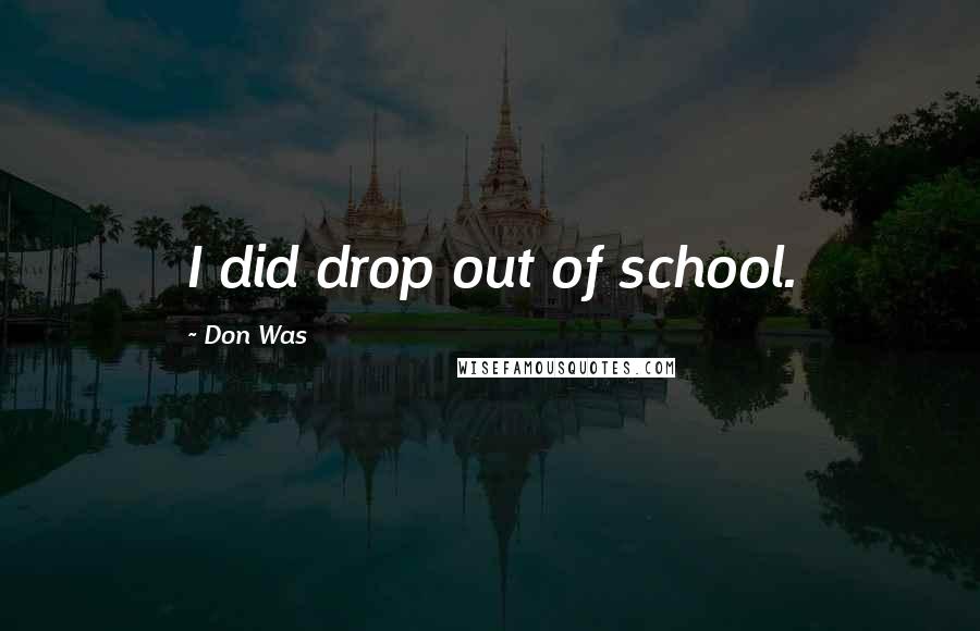 Don Was Quotes: I did drop out of school.