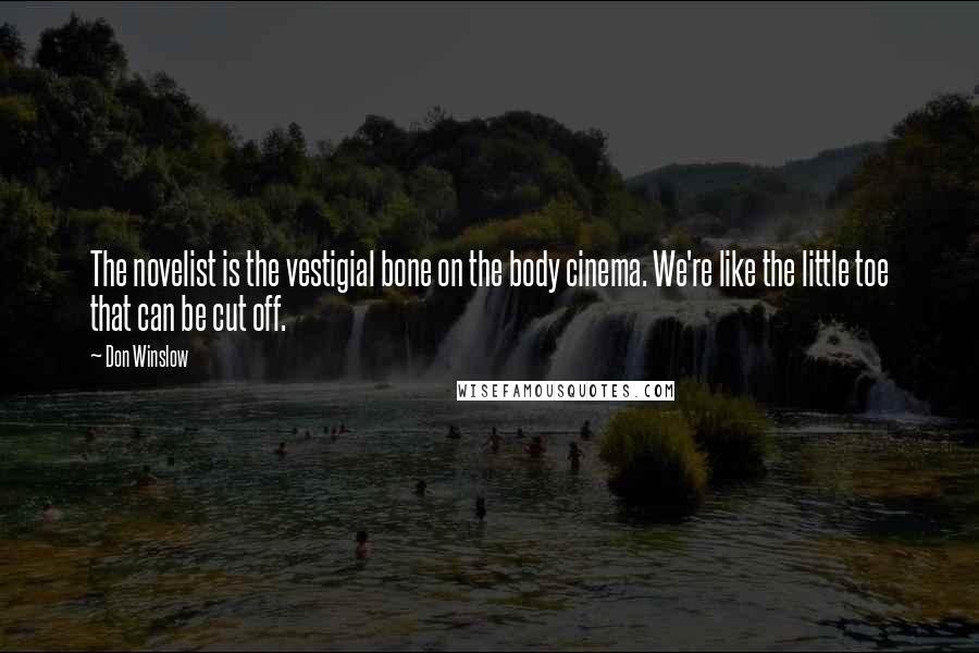 Don Winslow Quotes: The novelist is the vestigial bone on the body cinema. We're like the little toe that can be cut off.