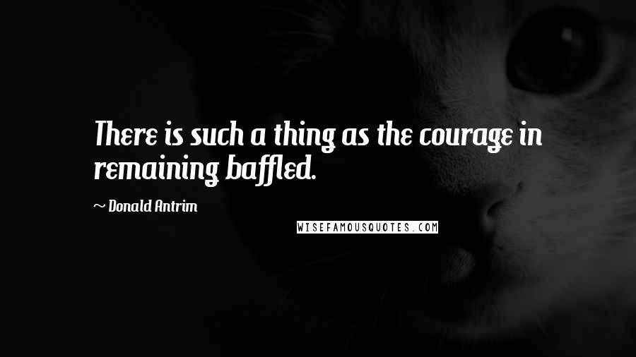 Donald Antrim Quotes: There is such a thing as the courage in remaining baffled.