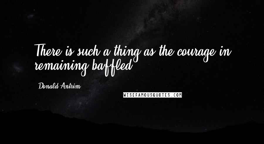 Donald Antrim Quotes: There is such a thing as the courage in remaining baffled.