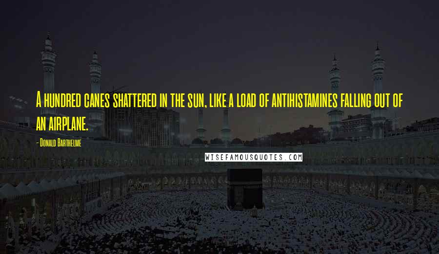 Donald Barthelme Quotes: A hundred canes shattered in the sun, like a load of antihistamines falling out of an airplane.