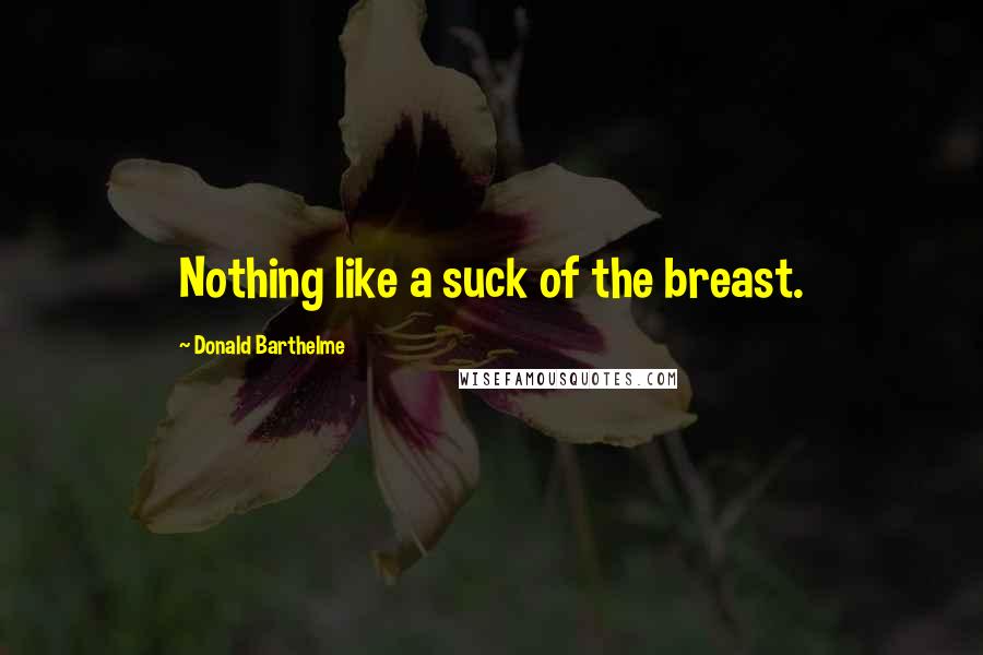 Donald Barthelme Quotes: Nothing like a suck of the breast.