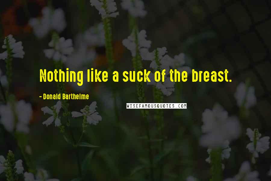 Donald Barthelme Quotes: Nothing like a suck of the breast.