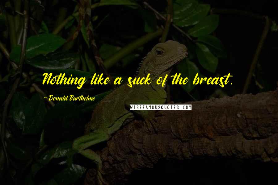 Donald Barthelme Quotes: Nothing like a suck of the breast.