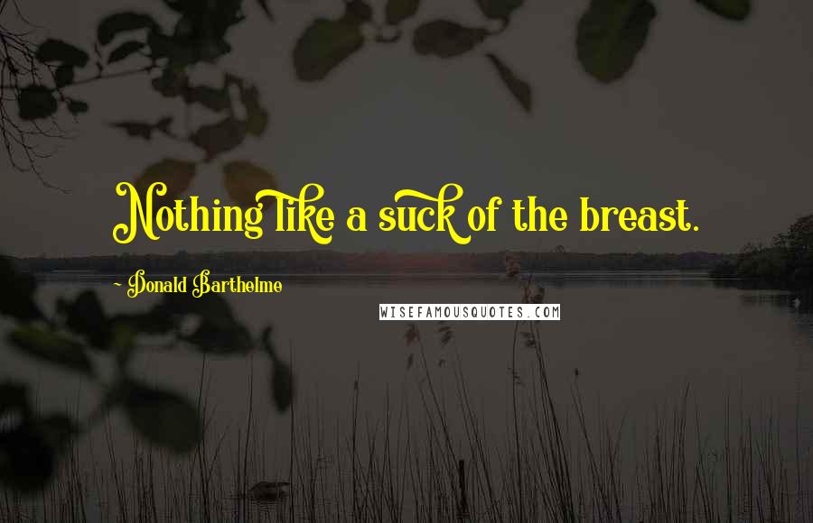 Donald Barthelme Quotes: Nothing like a suck of the breast.