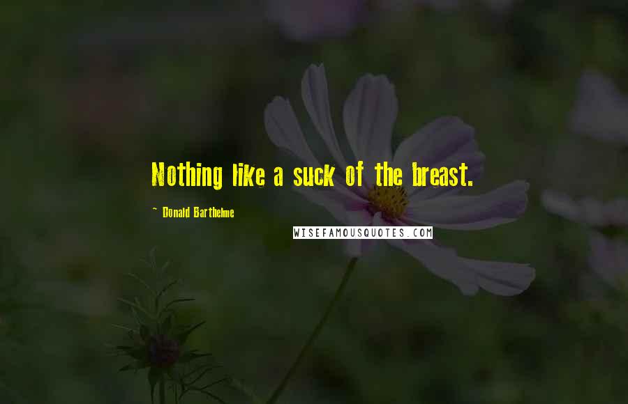 Donald Barthelme Quotes: Nothing like a suck of the breast.