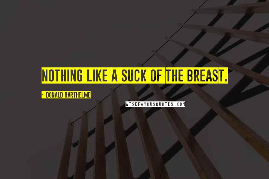 Donald Barthelme Quotes: Nothing like a suck of the breast.