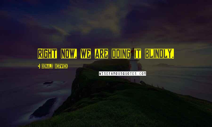 Donald Berwick Quotes: Right now, we are doing it blindly.